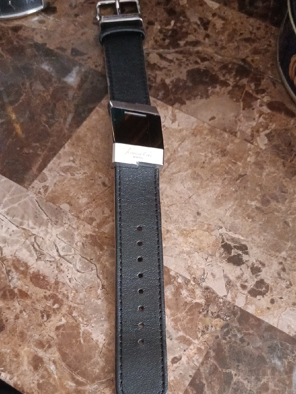 Vintage Kenneth Cole Slim Square Cube Bracelet Leather Black Digital Watch